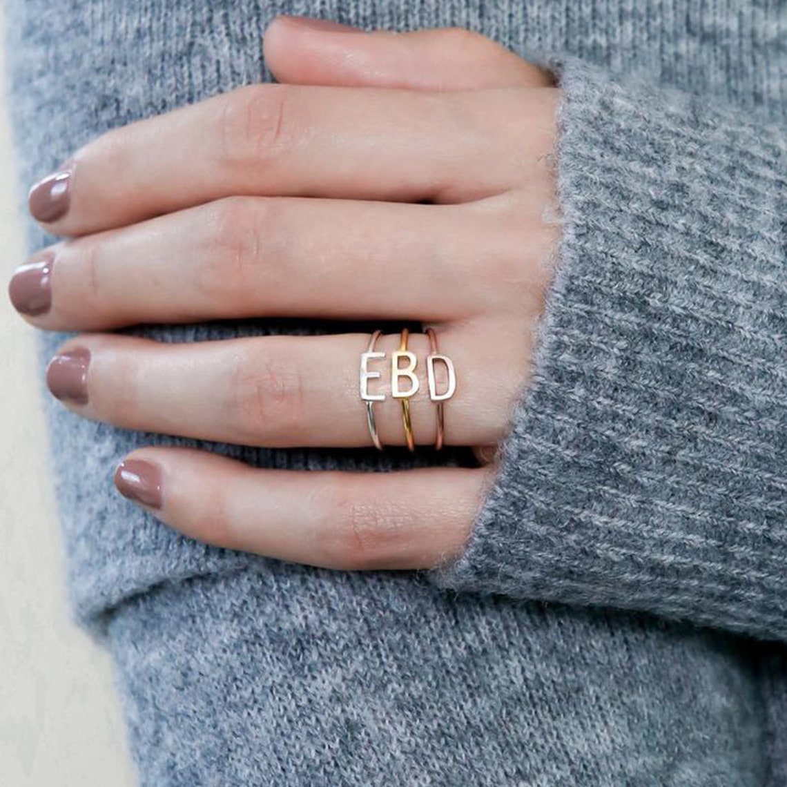 Personalize Custom Initial / Number Ring in Gold / Silver Etsy