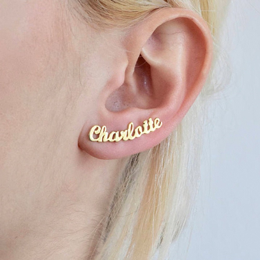 Personalized Name Stud Earrings Custom Gift Name Earring in Etsy