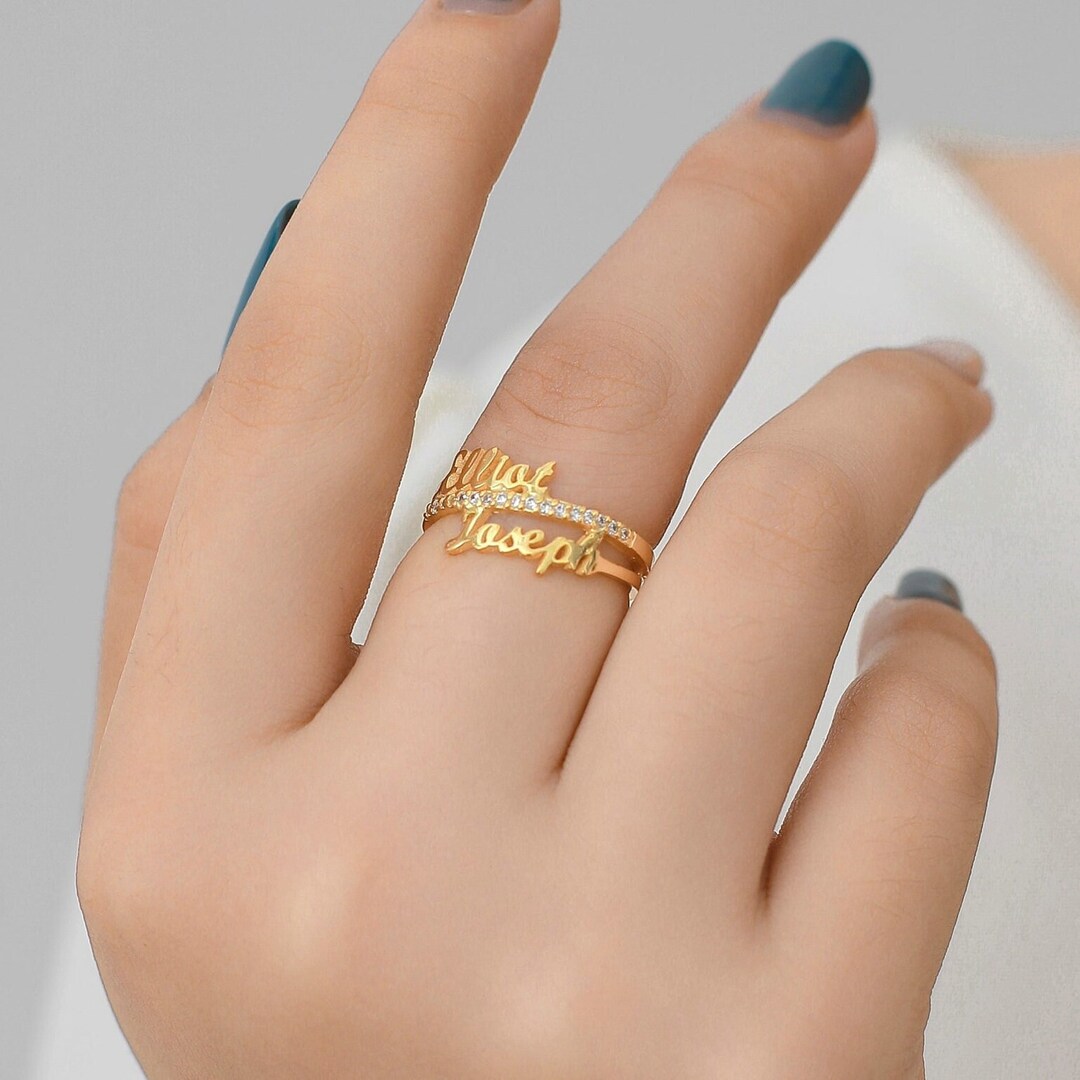 Personalized Double Wrap Names Ring orders In Sterling Silver or Solid Gold,- Couples Name Ring, Kids Names in Yellow Gold, Rose Gold or White Gold