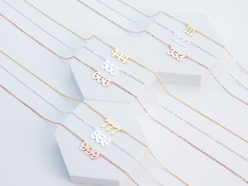 Angel Number Necklace 925 Silver Custom Number Year Necklace Etsy