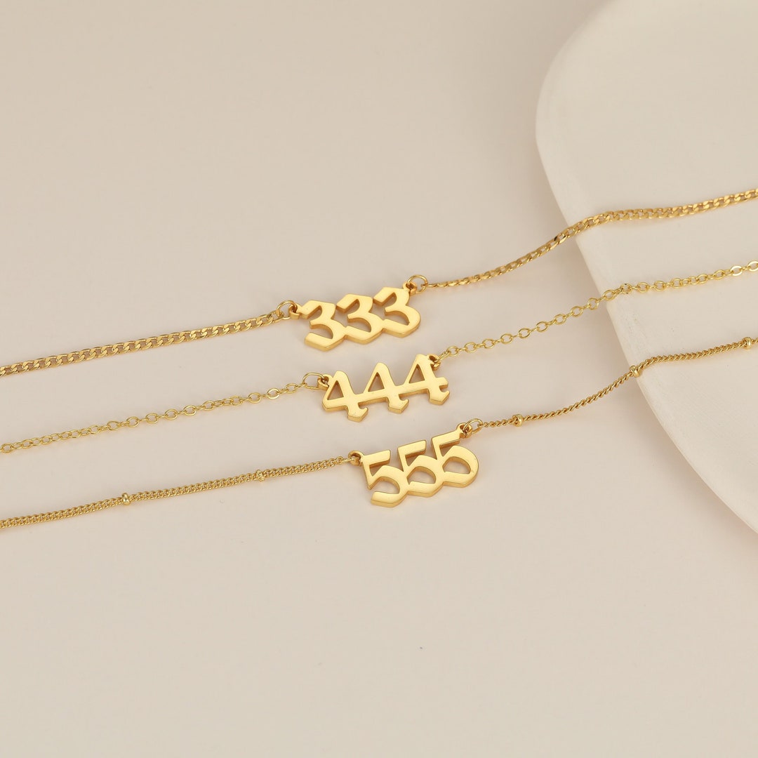Angel Number Necklace 925 Silver, Custom Number Year Necklace, 111 222 ...