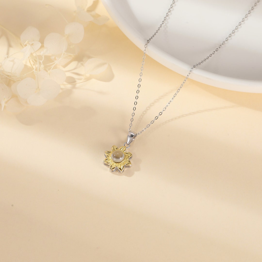 Sunflower Projection Photo Necklace in Gold / Silver / Rose Etsy