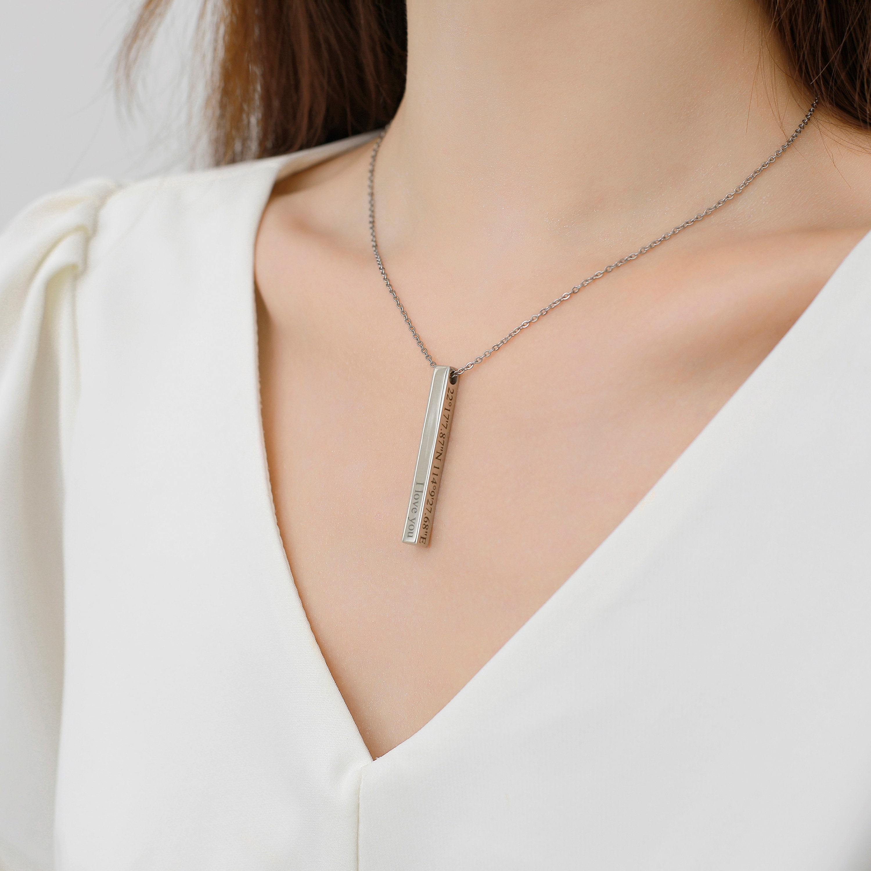 Collana Con Nome / Collana Con Targhetta Sottile Personalizzata Incisa In Argento, Oro O Rosa / Regalo Personalizzato Per La Sua Amica, Madre E Figlia - Italia - Foto 10