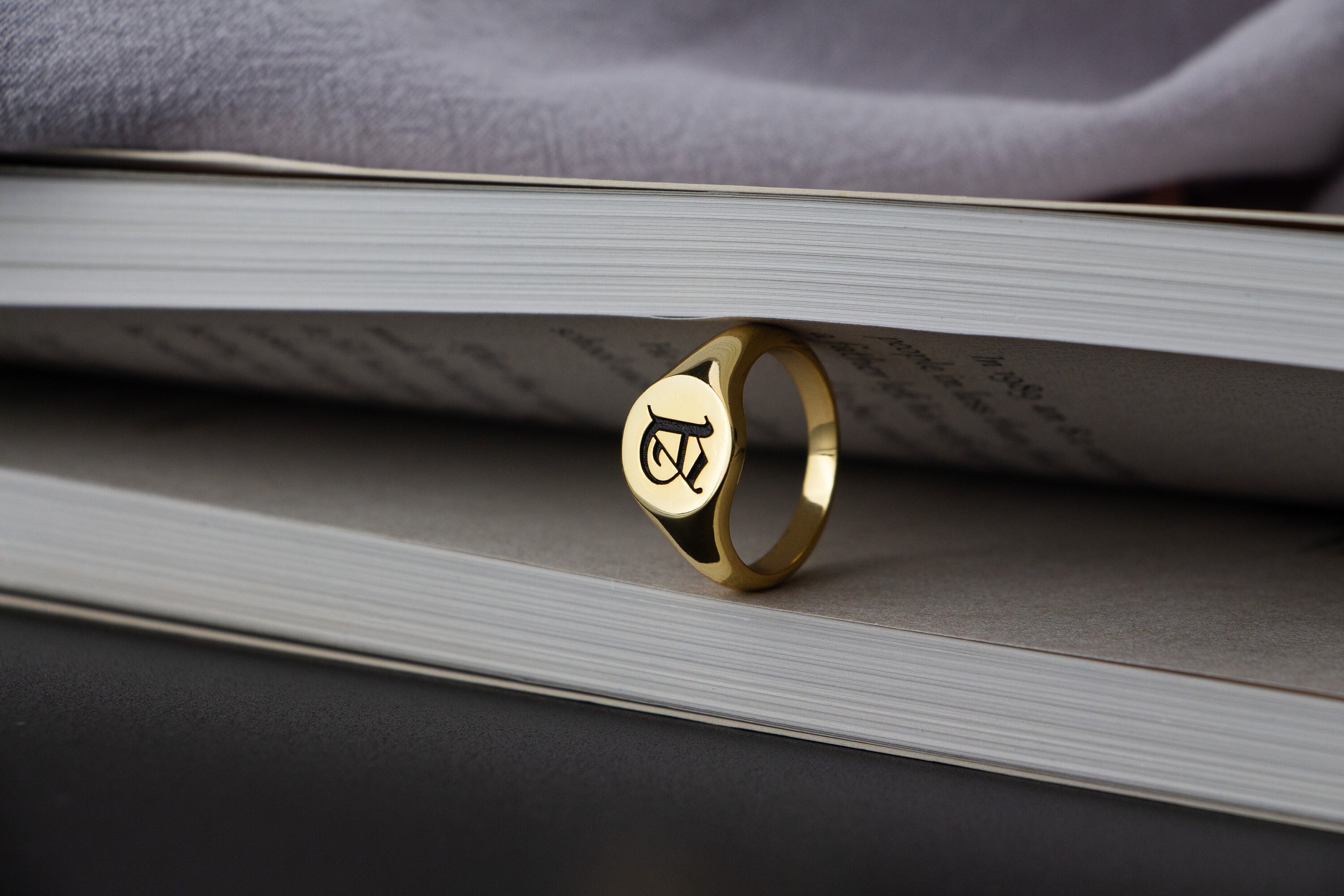 Old English Letter Ring Initial Ring Ring Gothic Etsy