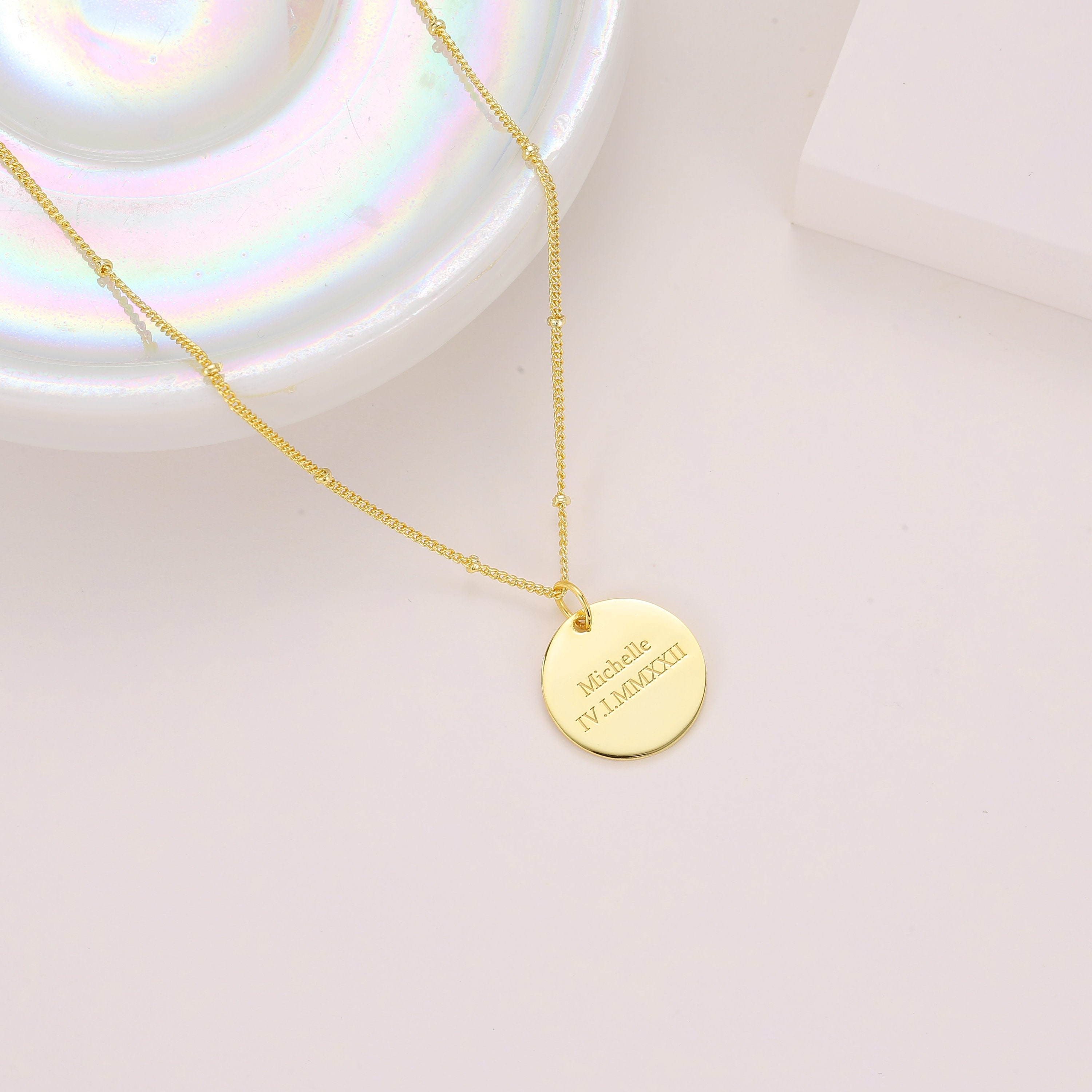 Personalized Engraved Necklace Custom Engraving Coin Pendant Etsy