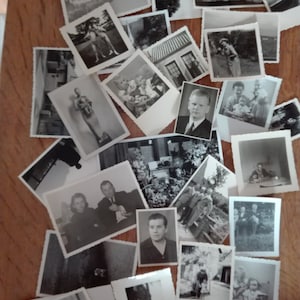 Vintage photos, old photographs mixed lot 1940 to 1980 black & white photo scrapbook assemblage art collage junk journal