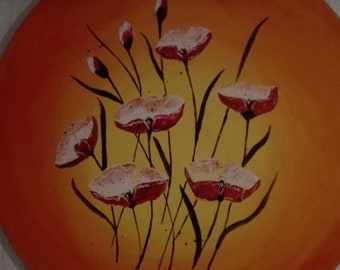 Original painting acrylic painting poppies mural