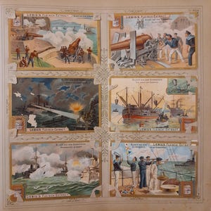 Fotos de colecionador de Liebig, série completa de 6 fotos, litografia de 1902, manobras marítimas