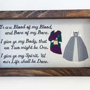 Outlander Sign – Jamie and Claire Fraser Wedding Vows Sign - Bookshelf Decor - Bookcase Sign - Embroidered - Book Lover Gift