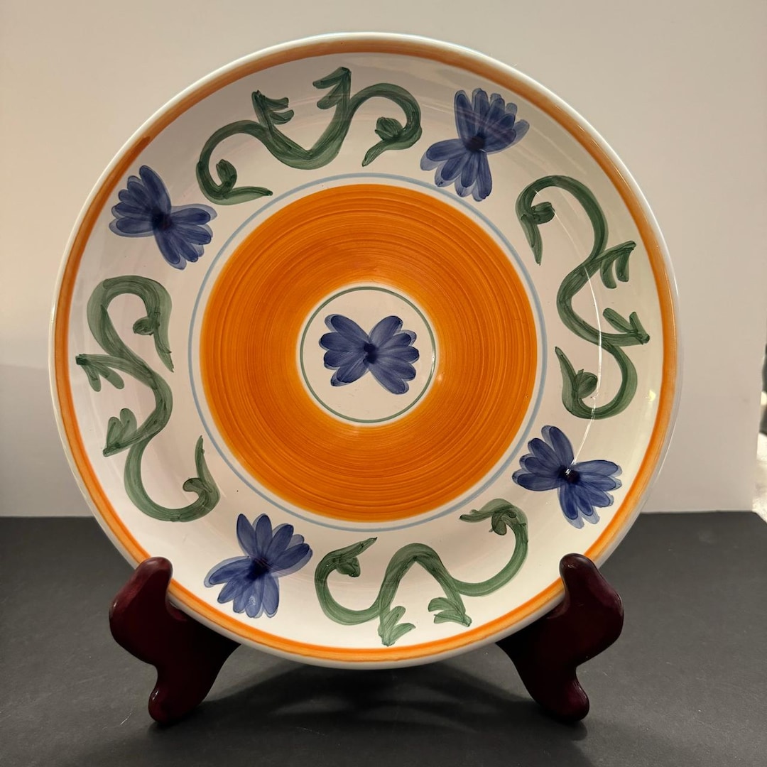 Caleca Sole Stoneware Dinner Plate | Italian Pottery Plate | Blue and ...