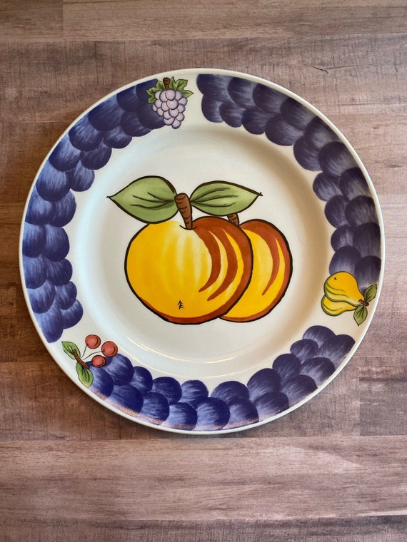Pair of Italian Fruit Plates Tabletops Unlimited Apples Etsy