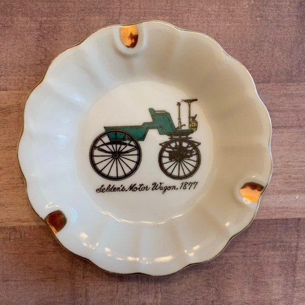 Selden's Motor Wagon 1877 Porcelain Ashtray; Japan