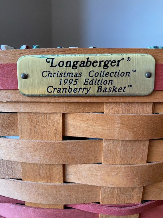 Longaberger 1995 Cranberry Basket With Liner and Plastic Protector