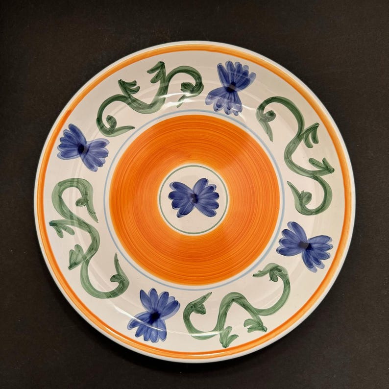 Caleca Sole Stoneware Dinner Plate | Italian Pottery Plate | Blue and ...