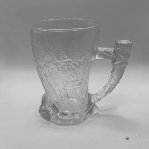 1993 McDonald's Flintstones RocDonald's Mammoth Mug, Clear Glass Coffee Mug, Made in France, Collectible Glass, Vintage McDonald's Mug