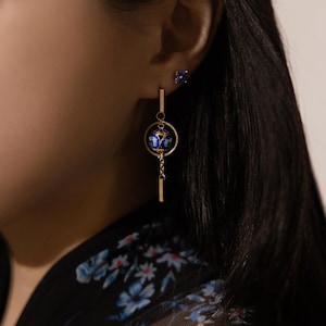 Yanxi | Ancient Chinese Royalty Cloisonné Earrings, 14K Gold Plated Modern Hanfu Style Jewelry