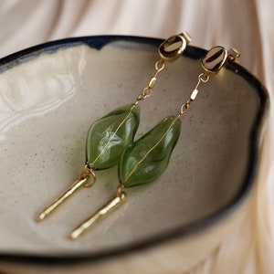 Koshi | Irregular Hollow Glass Bead Earring, Suncatcher, 14K Gold Plated, Dangling Earrings
