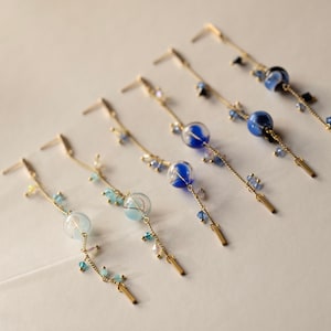 Chun | Hanfu Dainty Suncatcher Glass Bead Earring, Spring Asian Valley Maiden Style, 14K Gold Plated, Contemporary Chinese Hanfu Jewelry