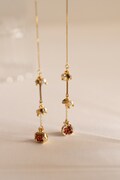 Harvest | Pomegranate, Pear, Cherry Threader Earrings, Dainty Crystal-studded Fruits, Asian 14K Gold Plated Jewelry product logo