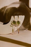 Furin | Japanese Windchime Earrings, Hollow Glass Bead, 14K Gold Plated, Geometric Earrings