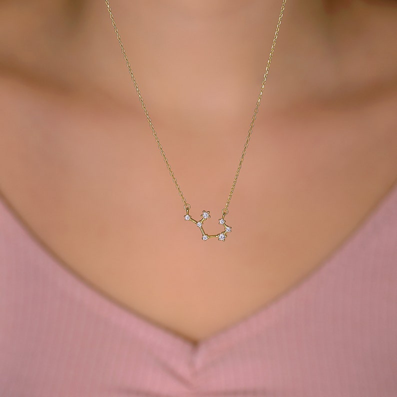 Zodiac Jewelry Gemini Necklace Cancer Necklace Celestial Jewellery Gold Zodiac Necklace Personalise Gift Best Friend Gift