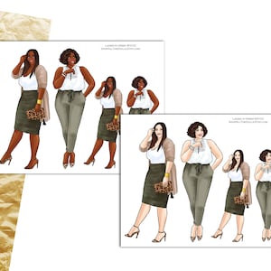 Curvy Ladies in Green - Black Girl Stickers - Planner Dolls - Fashion Dolls - African American Stickers - Plus Size