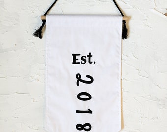 Established - regular size | Wall Decor Banner | Hand painted | Hanging Flag | Banner Sign