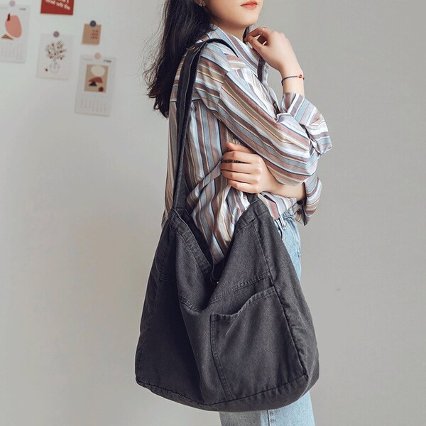 Denim Hobo Bag For Women Jeans Purse Large Capacity Togo