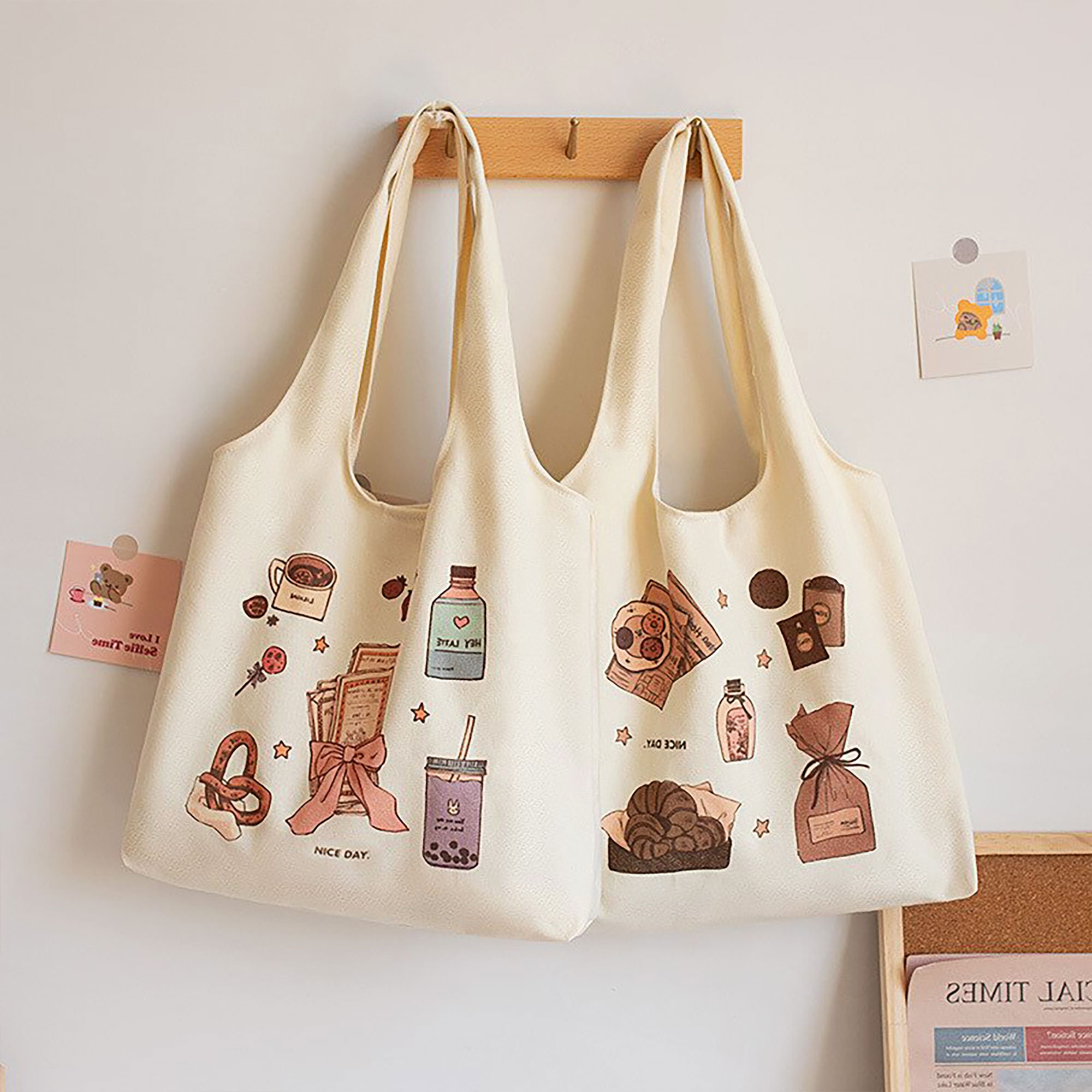 Cotton Canvas Tote Bags Korean Style Canvas Eco Bag Women Etsy UK