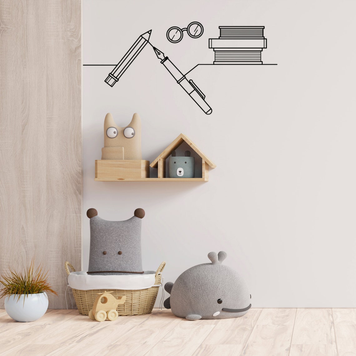 School Wall Decals Line Art Decal for Kids Back to School Etsy