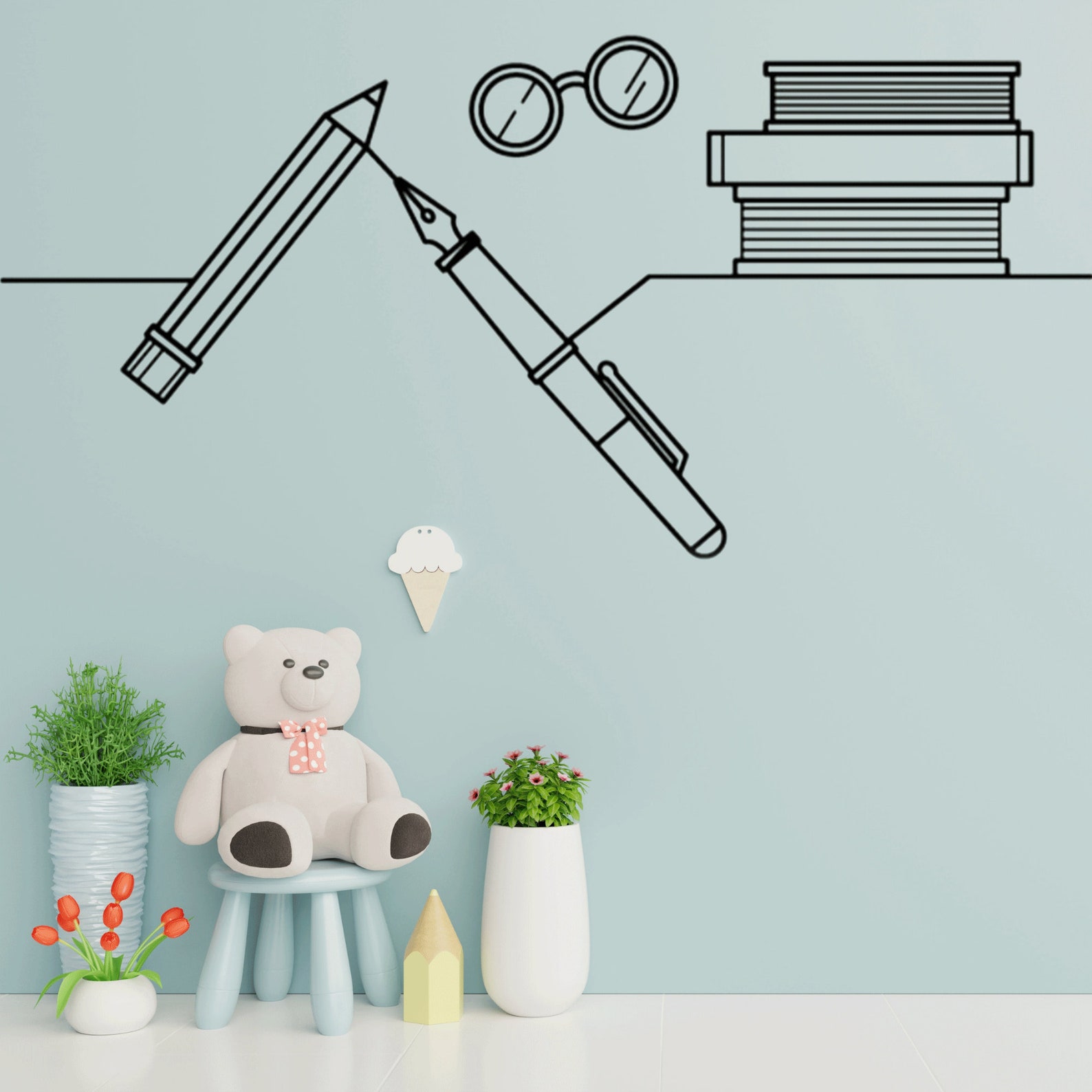 School Wall Decals Line Art Decal for Kids Back to School Etsy