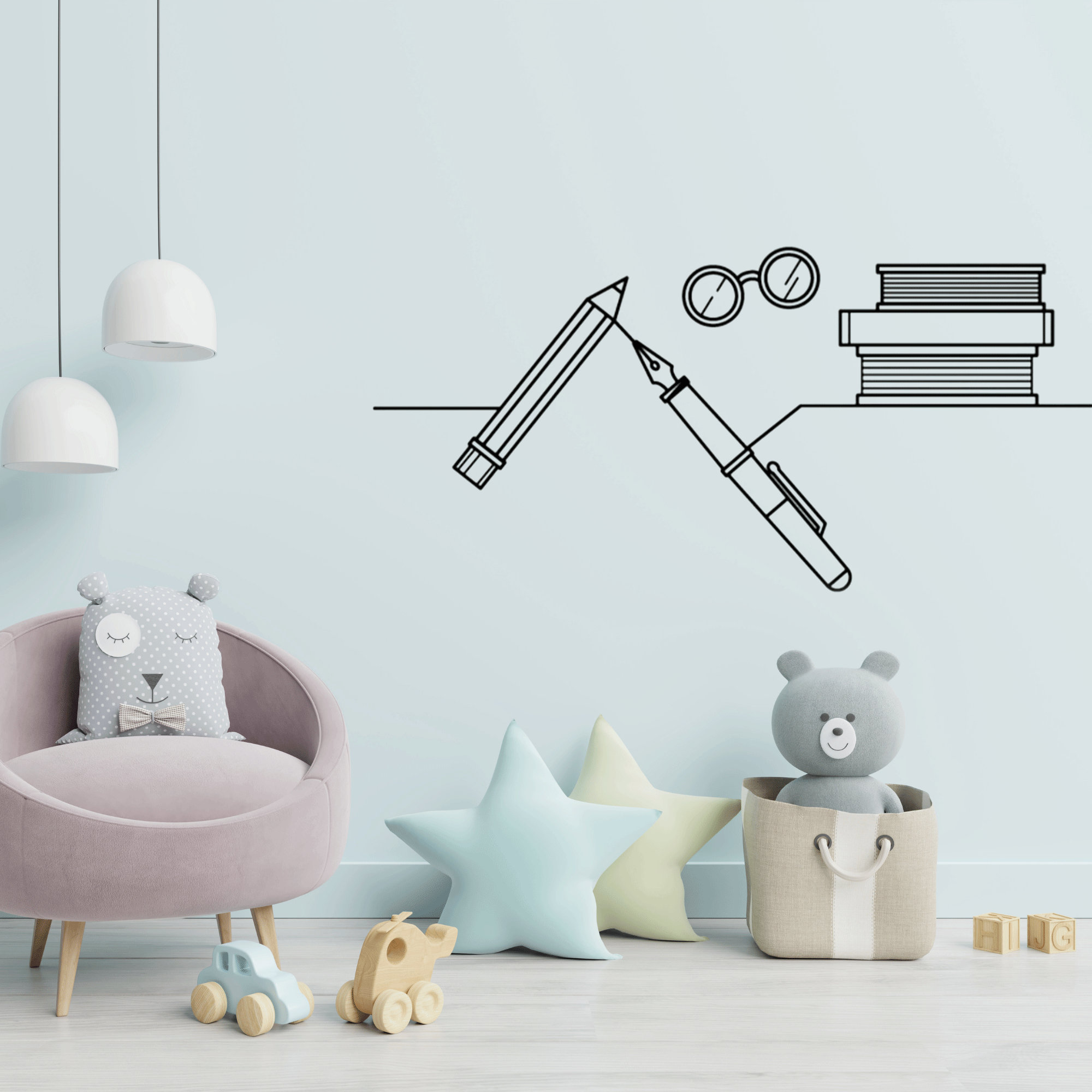 School Wall Decals Line Art Decal for kids Back To School Etsy