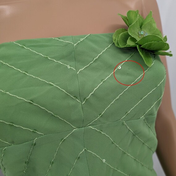 Vintage y2k Nikki Mac Strapless Dress Green Beade… - image 8