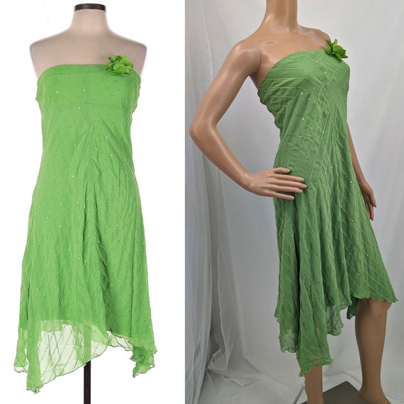 Vintage y2k Nikki Mac Strapless Dress Green Beade… - image 2