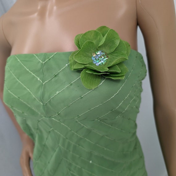 Vintage y2k Nikki Mac Strapless Dress Green Beade… - image 4