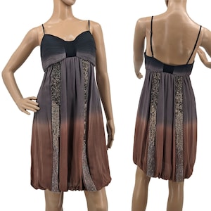 Minirobe vintage en soie Sue Wong de l&#39;an 2000 : sequins marron ombré, taille 0