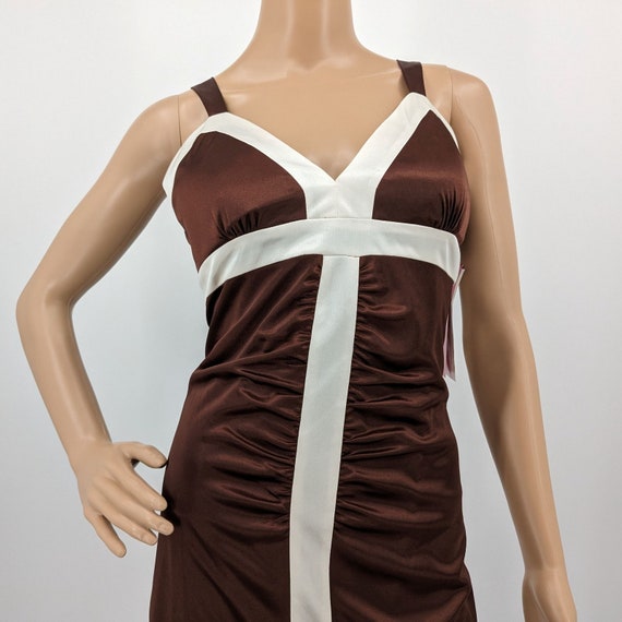 NWT Vintage y2k Morgan & Co Mini Dress Brown Ruch… - image 3