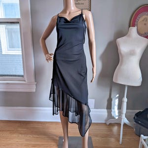 Vintage 90s Y2K Wet Seal Midi Dress Fairycore Asymmetrical Cowl Flower Size M