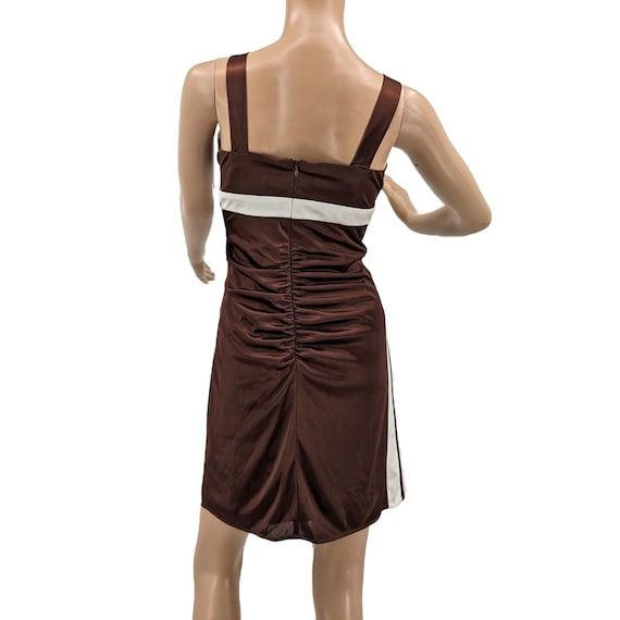 NWT Vintage y2k Morgan & Co Mini Dress Brown Ruch… - image 2