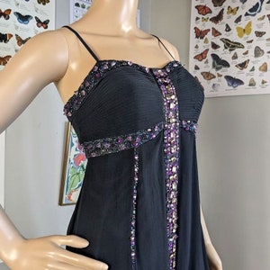 NWT Vintage y2k Sue Wong Silk Dress Black Purple Beaded Fairycore Goth Prom 4