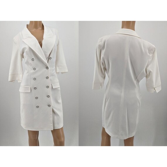 Vintage Y2k Venus Tuxedo Blazer Dress White Double Breasted