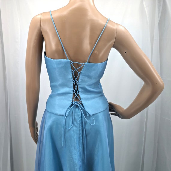 Vintage y2k Prom Dress 2 Piece Beaded Sequion Mer… - image 4