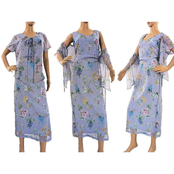 Vintage 90s Ultra Dress Maxi Dress Purple Floral … - image 1