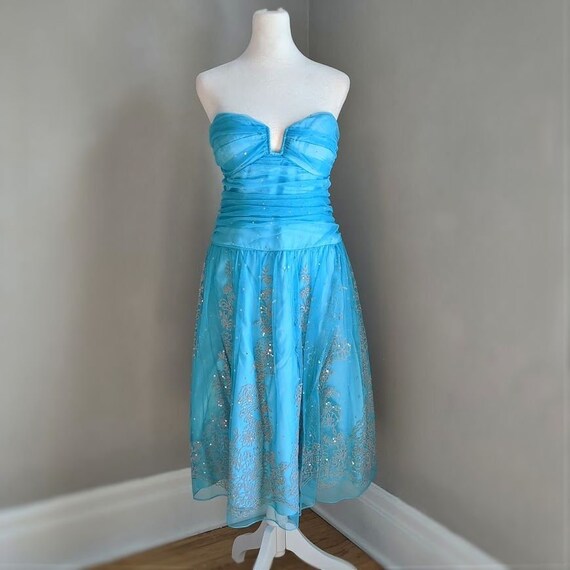 Vintage y2k Niki Livas Formal Dress Strapless Mes… - image 1