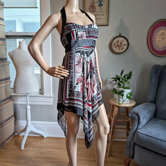 Vintage Y2K Trixxi Halter Dress Red Handkerchief Floral Whimsigoth Jrs Size  5 - Etsy New Zealand