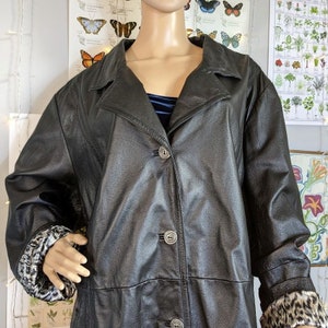 Vintage 90s y2k Maggie Barnes Leather Trenchcoat Black Jacket Duster Black 2X