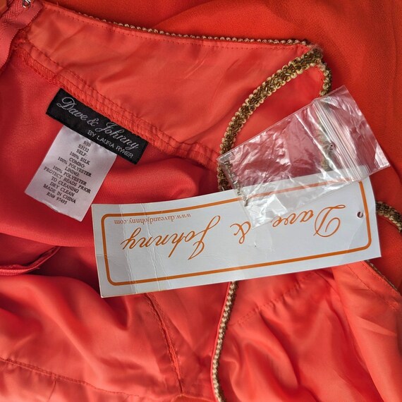 NWT Vintage y2k Dave & Johnny Midi Dress Orange F… - image 9