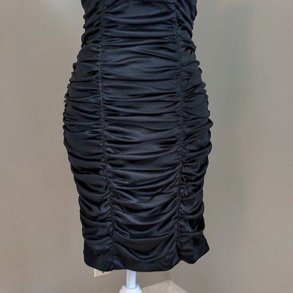 Vintage Y2K Halter Dress Ruched Bodycon Black Tig… - image 5