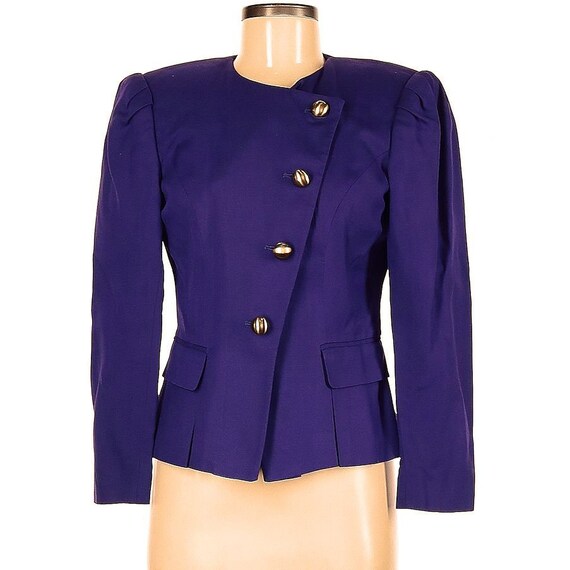 Vintage 80s Michelle Stuart Blazer Purple Gold Bu… - image 1