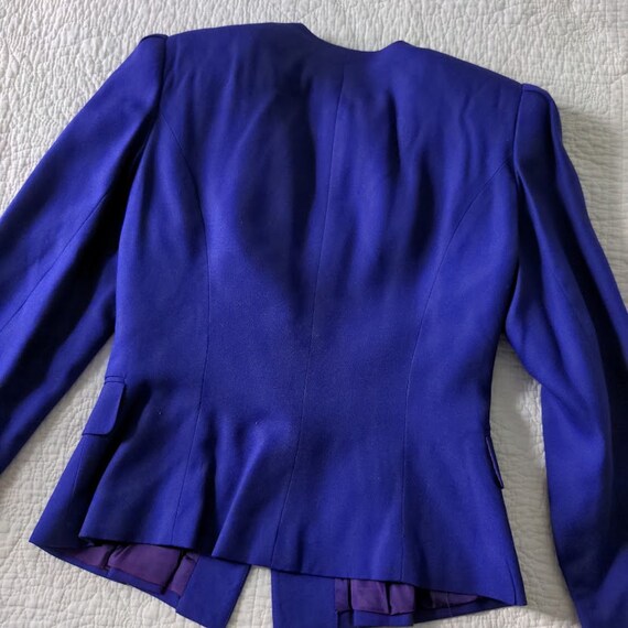 Vintage 80s Michelle Stuart Blazer Purple Gold Bu… - image 4